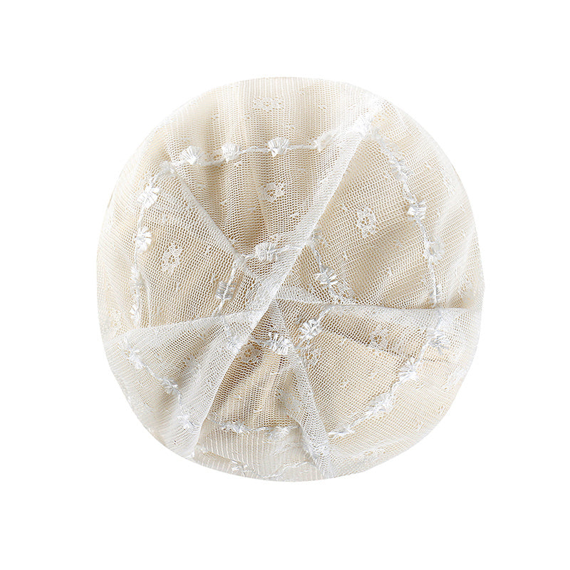 Beige Lace Beanie Lightweight Elastic Skull Cap Women's Baggy Chemo Cap