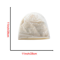 Beige Lace Beanie Lightweight Elastic Skull Cap Women's Baggy Chemo Cap