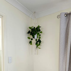 1pc Plant Hanger Indoor Hanging Wooden Bead Planter Lanyard Ivory