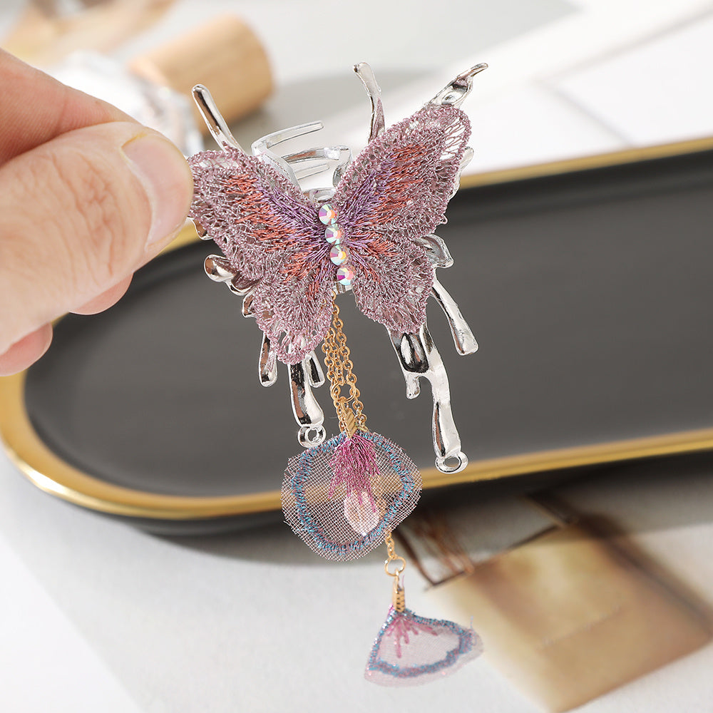 Golden Tassel Butterfly Hair Claw Ponytail Holder