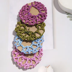 Crochet Hair Bun Cover With Rhinestones Solid Head Bun Net Hair Accessories