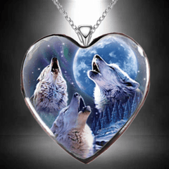 Heart Wolf Pendant Necklace Charm Accessories