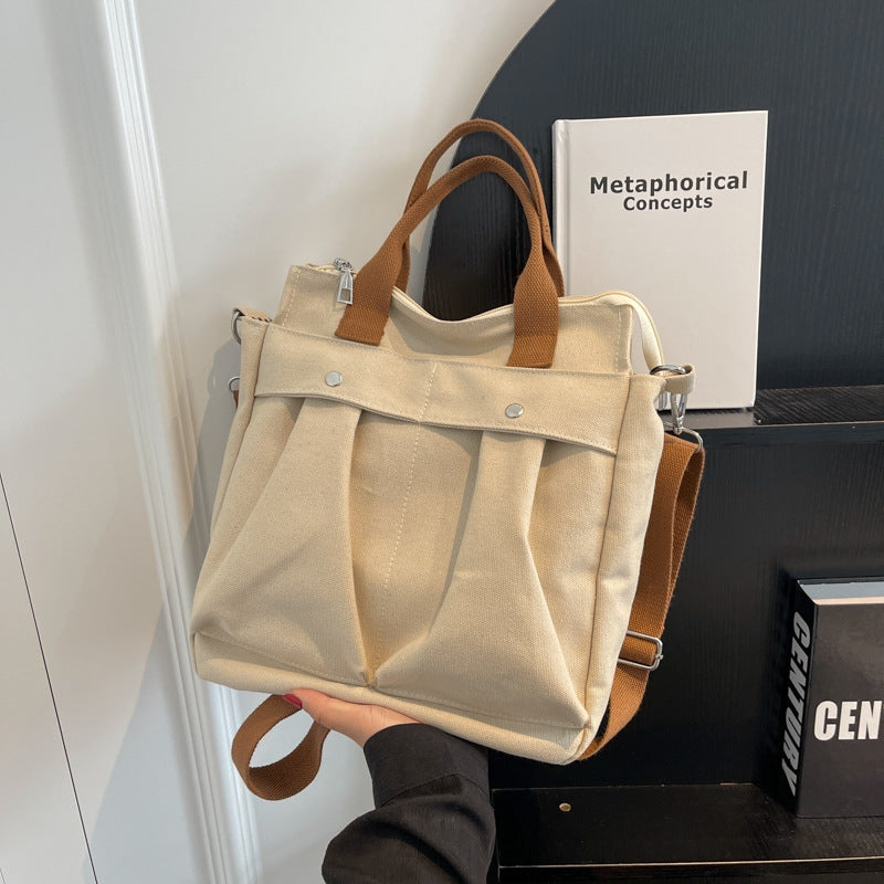 Canvas Durable Shoulder Bag Large Capacity Shopping Crossbody Bag