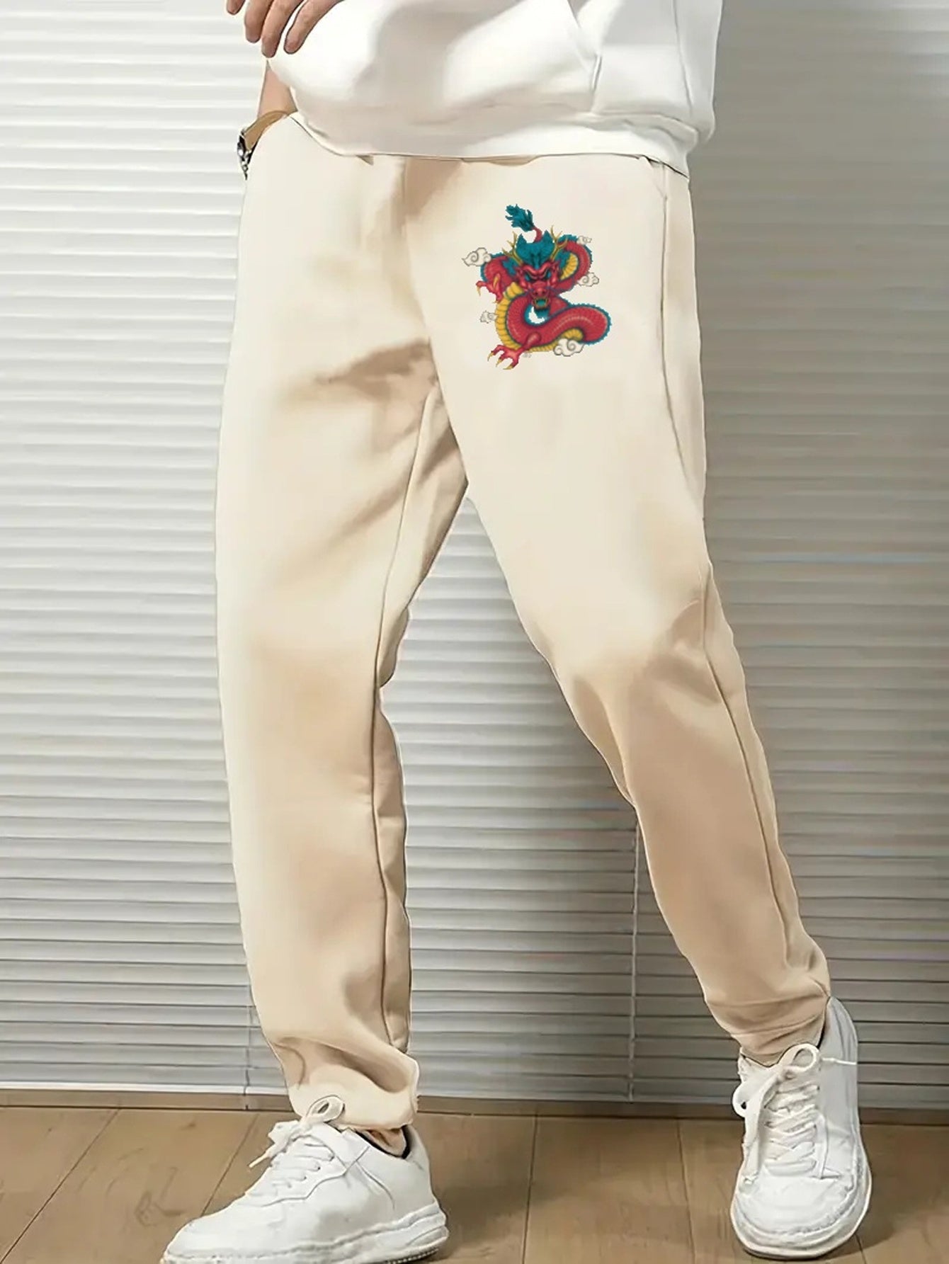 Dragon Comfy Drawstring Joggers Men's Casual Breathable Loose Fit Pants
