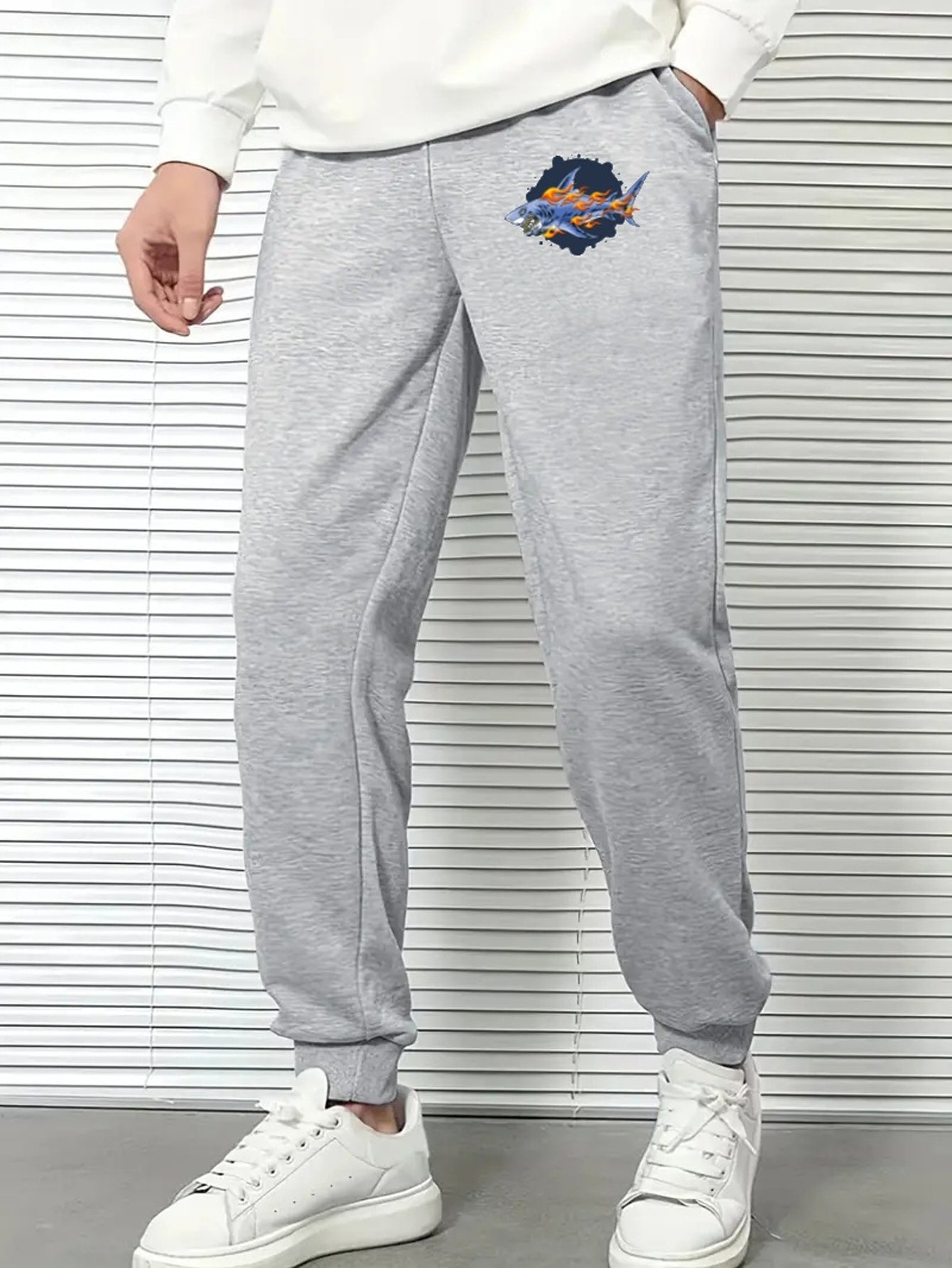 Shark Comfy Drawstring Joggers Men s Casual Breathable Loose Fit Pants