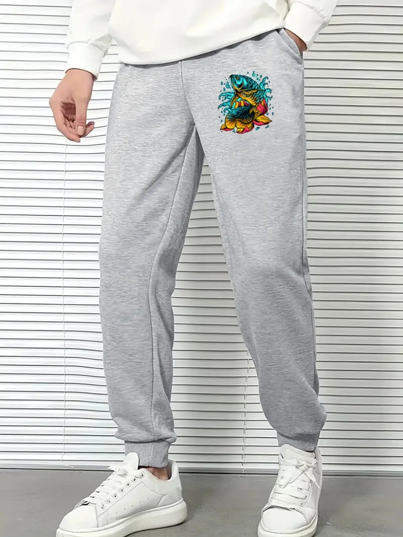 Fish Comfy Drawstring Joggers Men's Casual Pants for Spring Summer