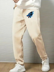 Wolf Comfy Drawstring Joggers Men's Casual Loose Fit Pants