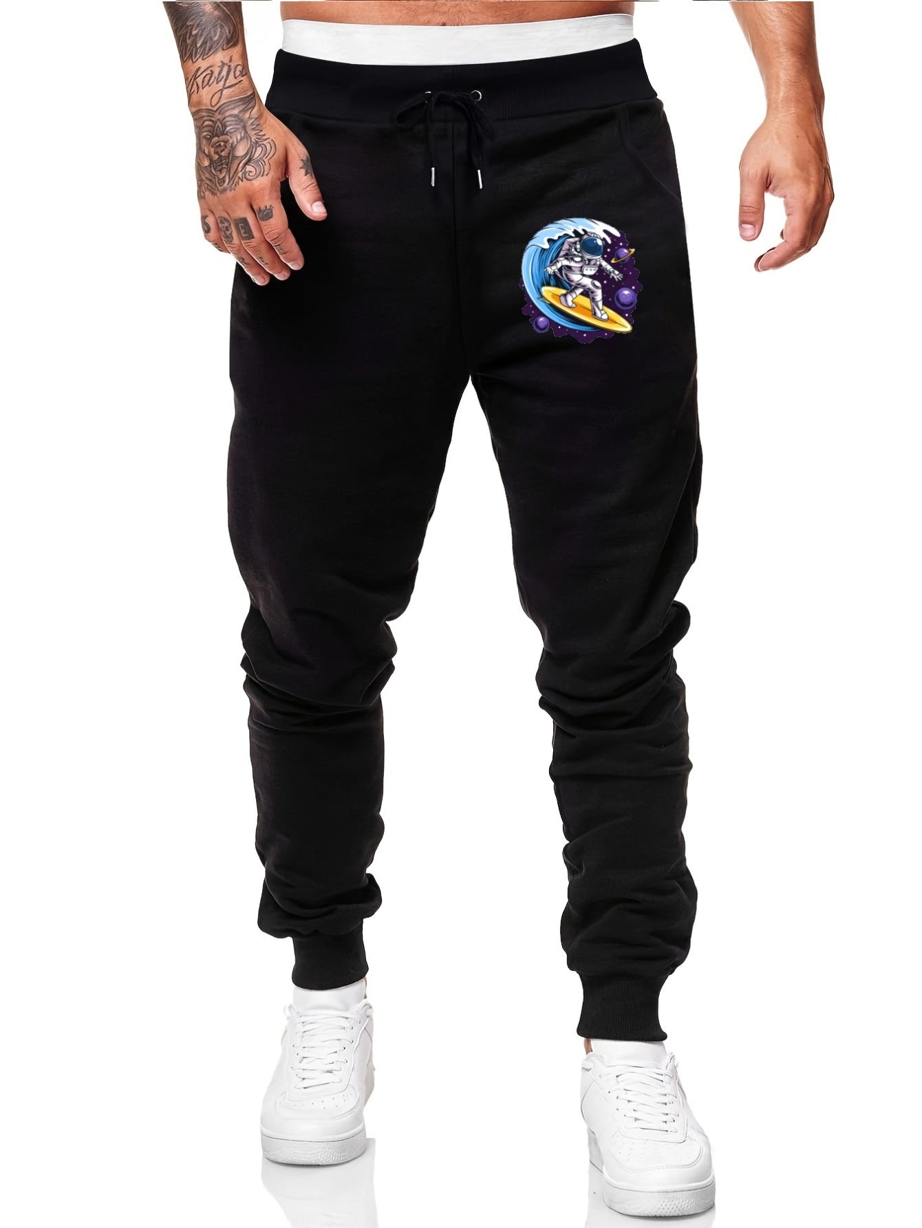 Space Surfer Comfy Drawstring Joggers Men's Casual Breathable Pants