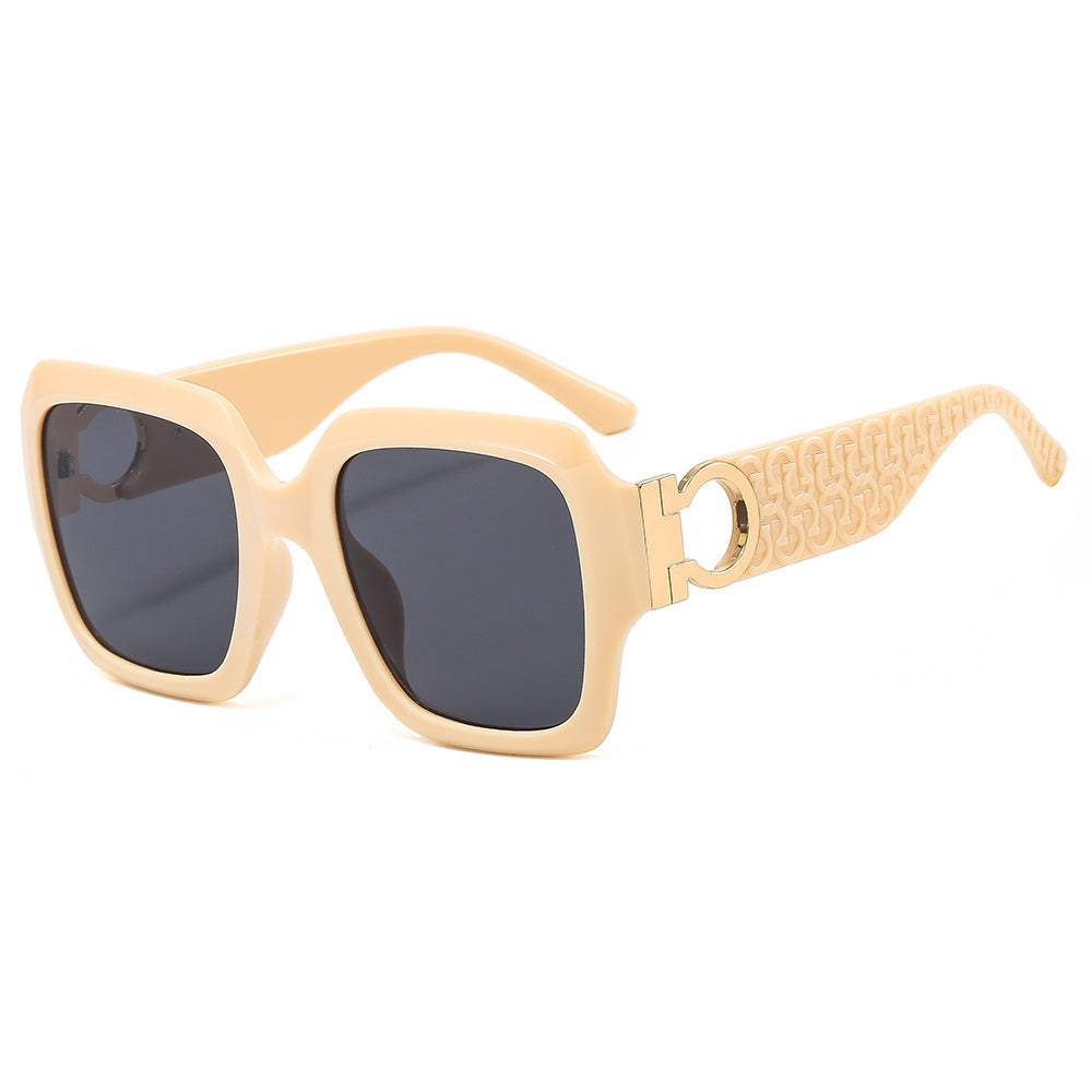 Square Polarized Sunglasses UV400 Engraved Temple Glasses for Driving