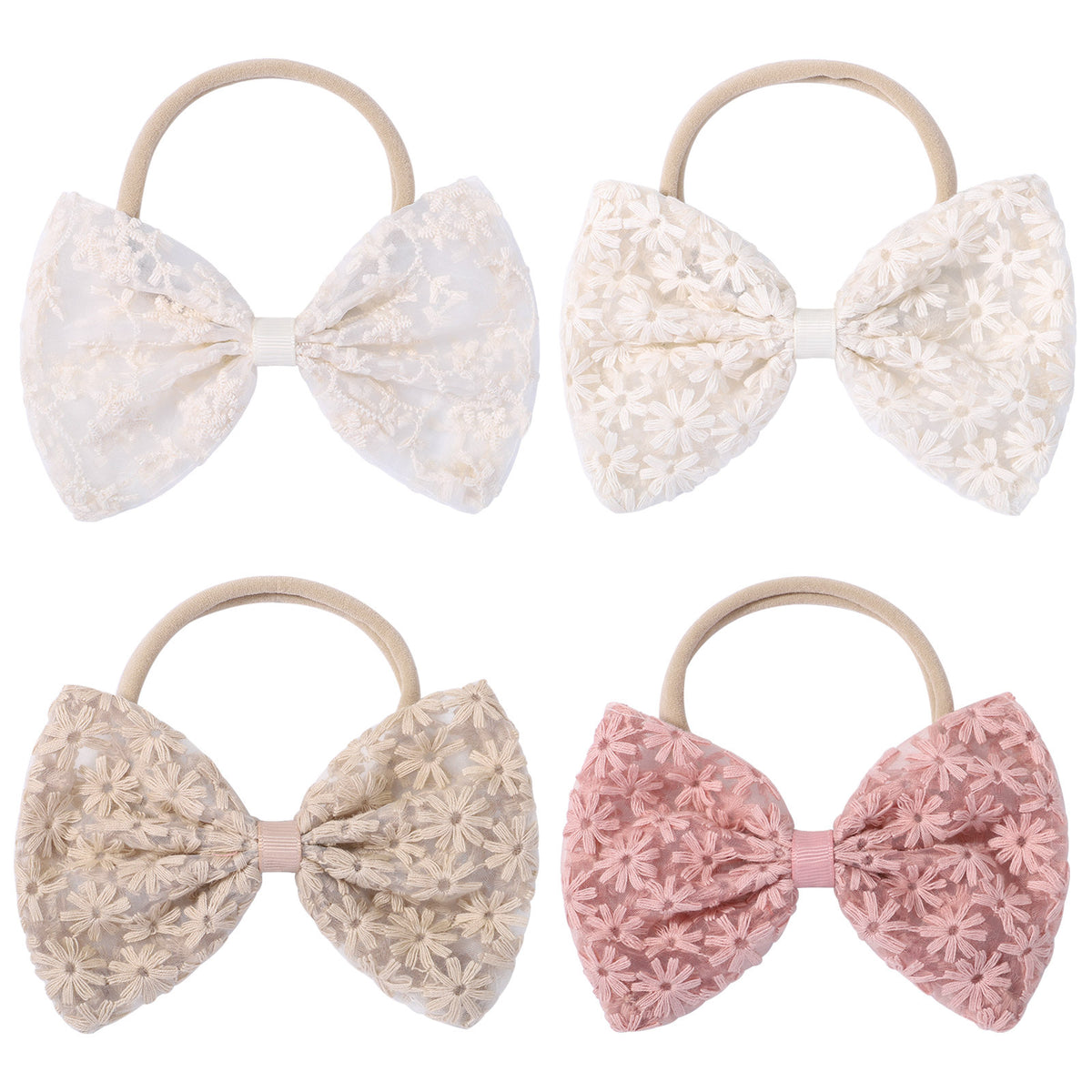 Cute Flower Tulle Bow Hair Bands for Baby Girls