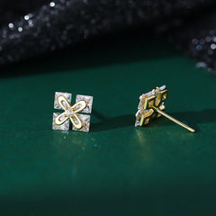 Geometric Square Rhinestone Stud Earrings Holiday Gift For Girls