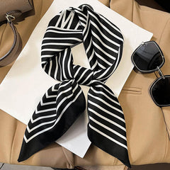 Striped Bandana Casual Silk Neckerchief Head Wrap Bag Handle Charm