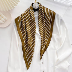 Striped Bandana Casual Silk Neckerchief Head Wrap Bag Handle Charm