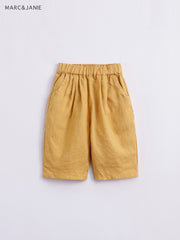 Girls Linen Cropped Pants Kids Summer Trousers