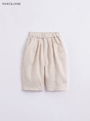 Girls Linen Cropped Pants Kids Summer Trousers