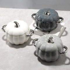 1pc Pumpkin Stockpot With Lid 18 01cm Ceramic Pumpkin Cooking Pot