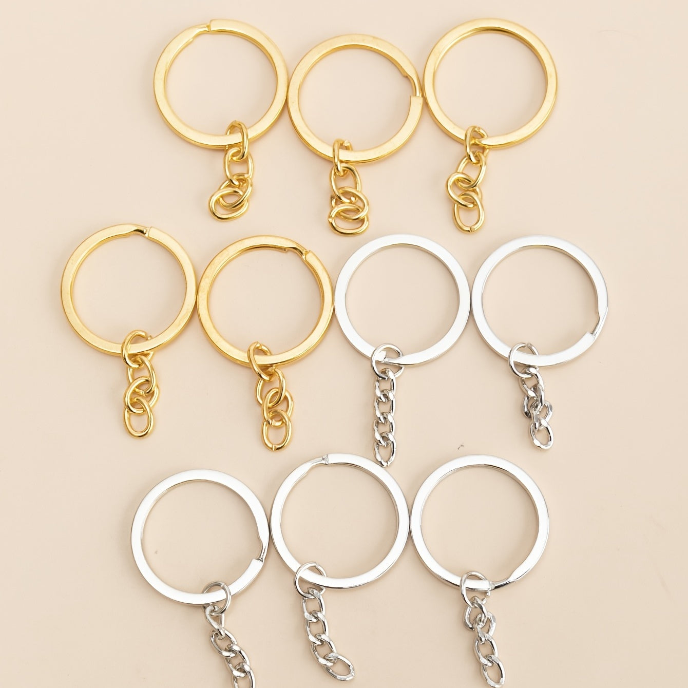 20pcs Bulk Keychain DIY Accessories Split Keyrings With Link Chain