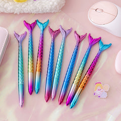 3pcs Mermaid Gel Pens 0.5mm Ink for Students with Cute Cartoon Design