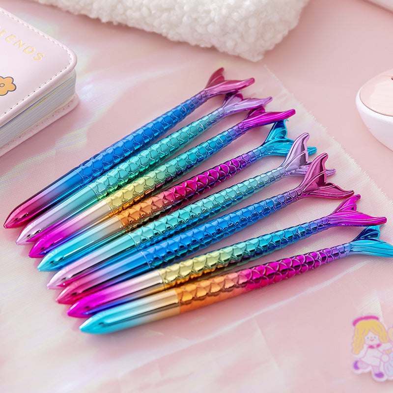 3pcs Mermaid Gel Pens 0.5mm Ink for Students with Cute Cartoon Design
