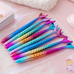 3pcs Mermaid Gel Pens 0.5mm Ink for Students with Cute Cartoon Design