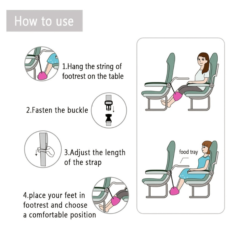 Portable Airplane Footrest Hammock, Travel Lightweight Foot Rest