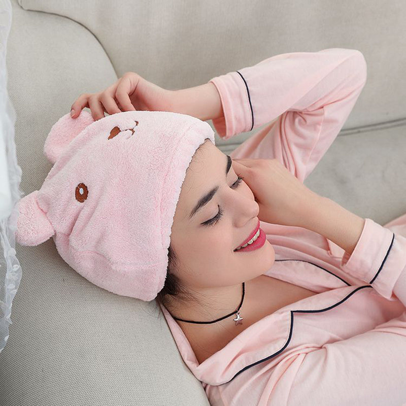 Cartoon Hair Drying Cap Absorbent Quick-drying Towel