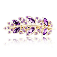 Vintage Crystal Leaf Barrette Glitter Rhinestone Hair Clip