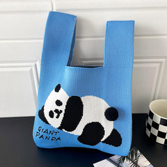Panda Pattern Knit Handbag for Women