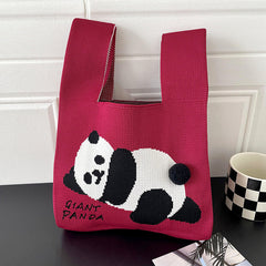 Panda Pattern Knit Handbag for Women
