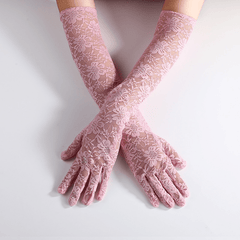 Lace Gloves Solid Floral Decorative Women's Gloves