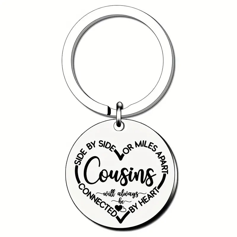 Cousins Gift Keychain We Are Cousins Connected By the Heart Keyring