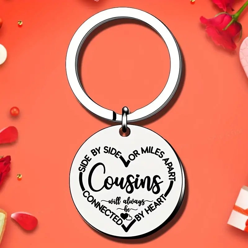 Cousins Gift Keychain We Are Cousins Connected By the Heart Keyring