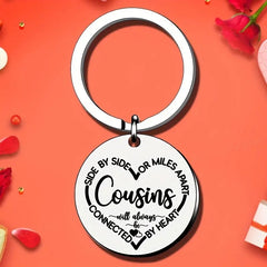Cousins Gift Keychain We Are Cousins Connected By the Heart Keyring