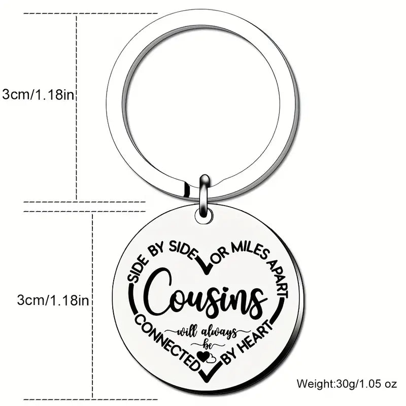 Cousins Gift Keychain We Are Cousins Connected By the Heart Keyring