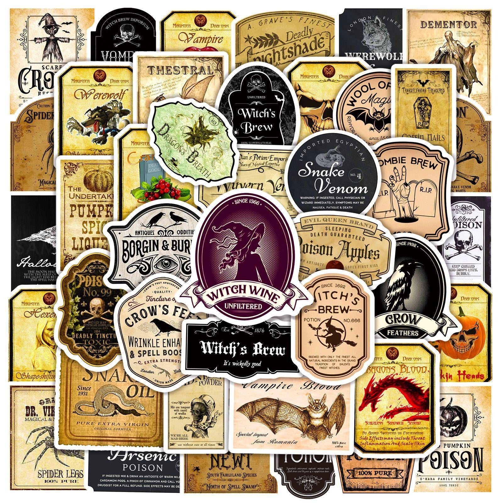 Horror Retro Apothecary Sticker Waterproof Car Decal