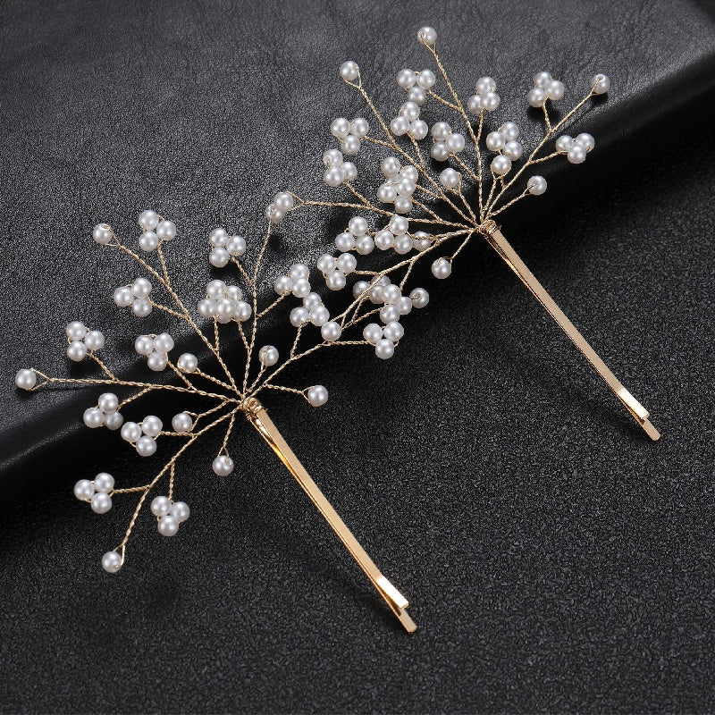 2pcs Faux Pearl Hair Clip Women's Headwear Wedding Bridal Hairpin