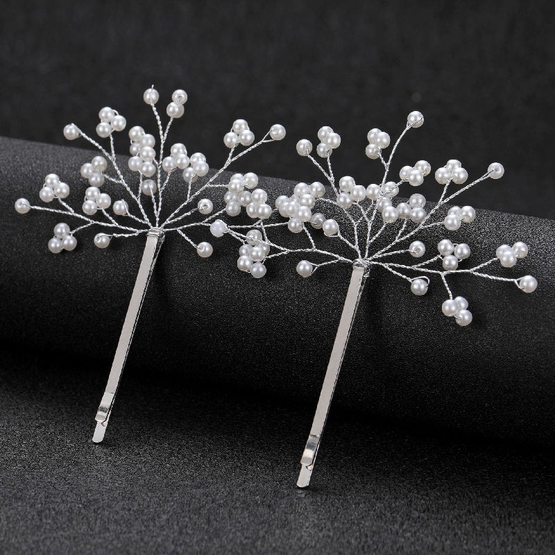 2pcs Faux Pearl Hair Clip Women's Headwear Wedding Bridal Hairpin