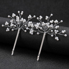 2pcs Faux Pearl Hair Clip Women's Headwear Wedding Bridal Hairpin