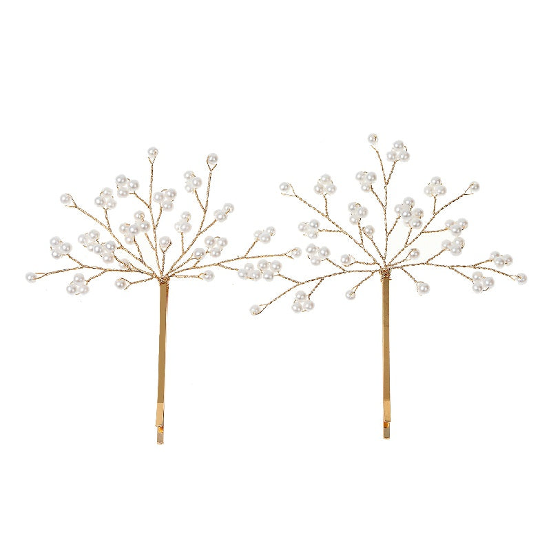 2pcs Faux Pearl Hair Clip Women's Headwear Wedding Bridal Hairpin