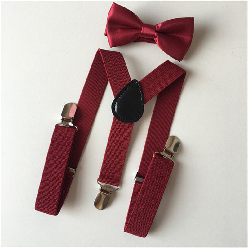 Kids Elastic Suspenders & Bow Tie Set Unisex Boy Girl Bowtie For Party Costume