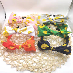 Kids Square Bowknot Headband Mixed Smile Faces Pattern Head Hoop