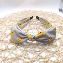 Kids Square Bowknot Headband Mixed Smile Faces Pattern Head Hoop