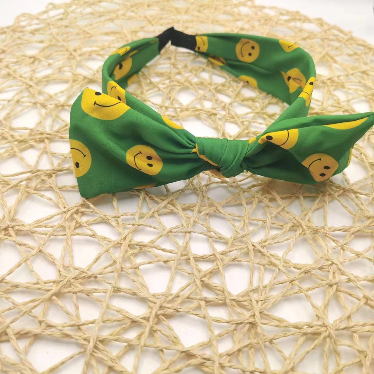 Kids Square Bowknot Headband Mixed Smile Faces Pattern Head Hoop
