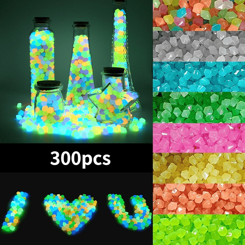 300 Glow Dark Garden Pebbles Outdoor Aquariums Decor
