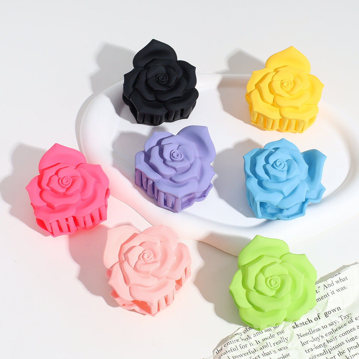 Rose Frosted Hair Claw Flower Shark Claw Hair Accessories