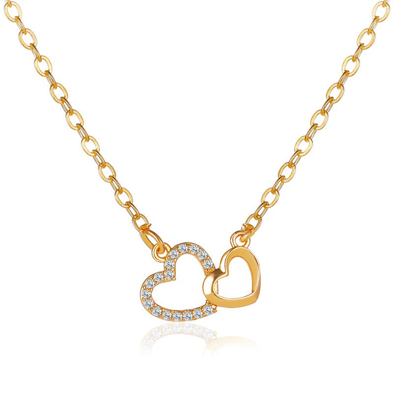 Double Heart Pendant Necklace for Girls