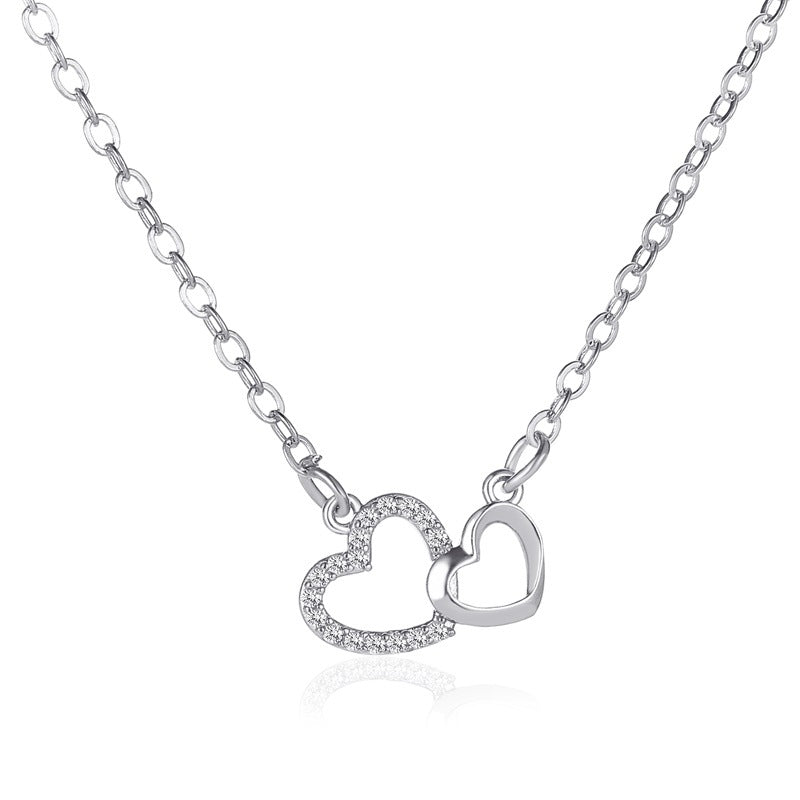 Double Heart Pendant Necklace for Girls