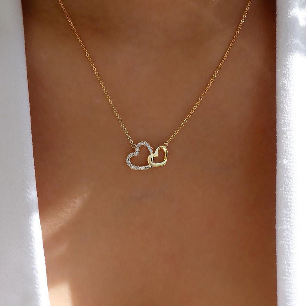 Double Heart Pendant Necklace for Girls