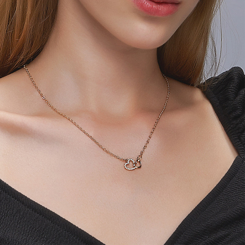 Double Heart Pendant Necklace for Girls