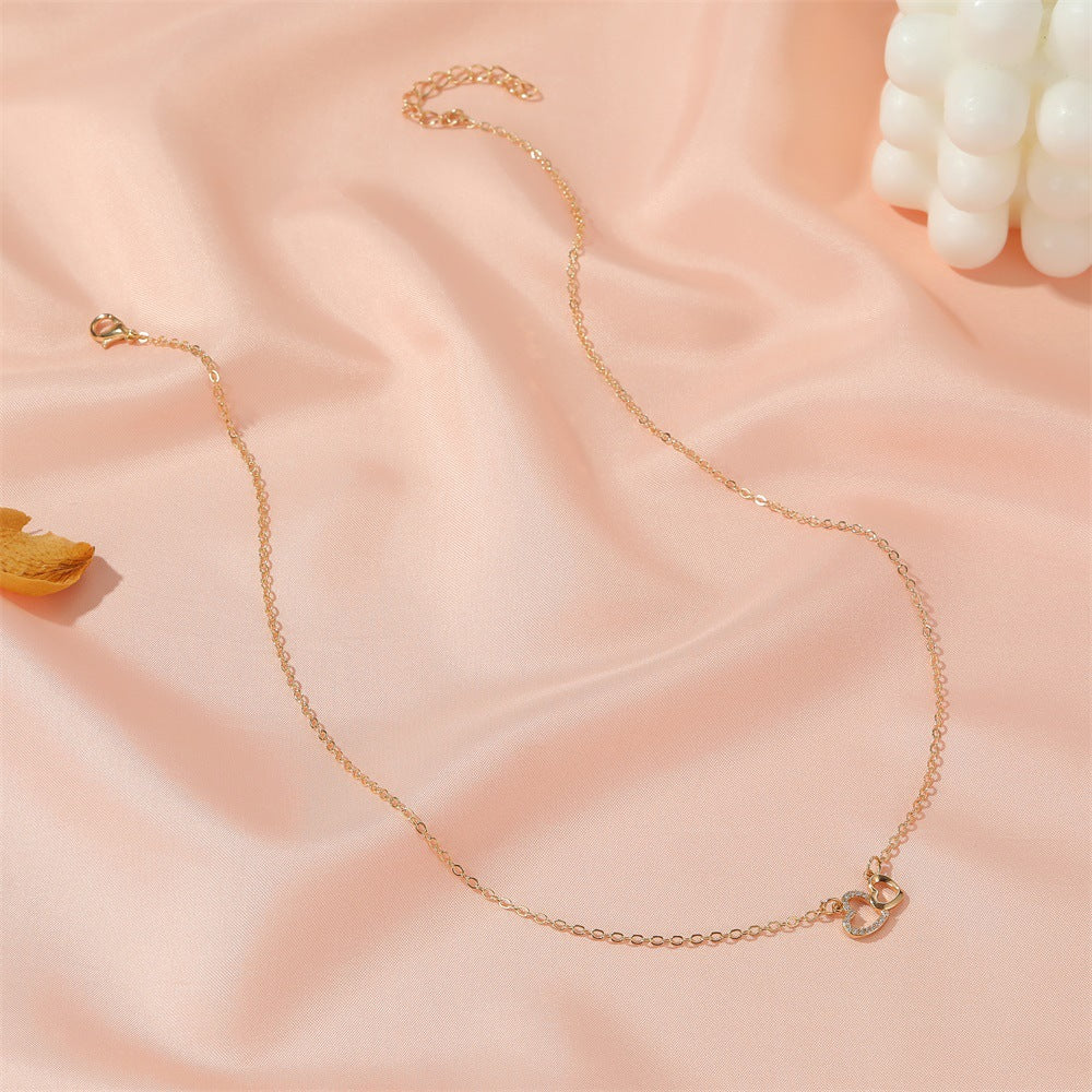 Double Heart Pendant Necklace for Girls